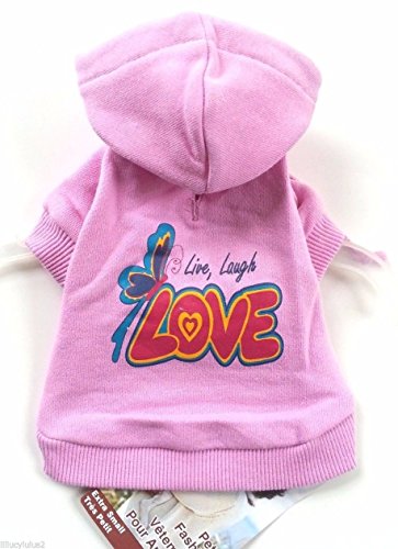 95270 Large Dog Pink Hooded Live, Laugh Love Sweatshirt