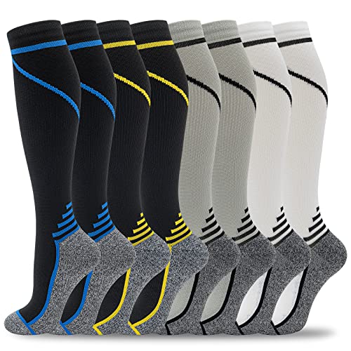 fenglaoda 8 Pairs Compression Socks for Men & Women 20-30 mmHg Knee High Nurse Pregnant Running Medical and Travel Athletic