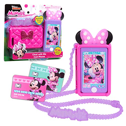 Disney Junior Minnie Mouse Chat with Me Pretend Play Cell Phone Set, Lights and Sounds, Officially Licensed Kids Toys for Ages 3 Up by Just Play