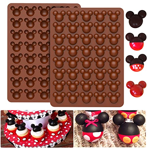 AIERSA 2Pcs Mouse Chocolate Molds Silicone, 40 Cavity Chocolate Molds for DIY Mouse Head Candies, Jello,Cookies,Valentine's Day Chocolates