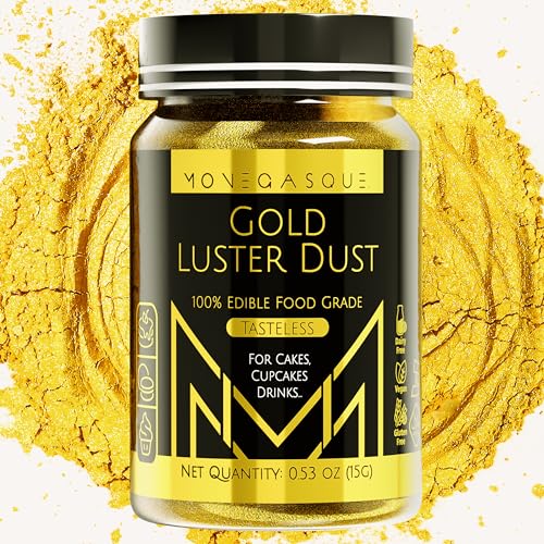 MONÉGASQUE Gold Luster Dust Edible Glitter for Cocktails 15g – Edible Gold Dust for Chocolate, Mother's Day Cookies, Gold Edible Glitter for Drinks, Drink Glitter Edible Dust, Edible Glitter for Cakes
