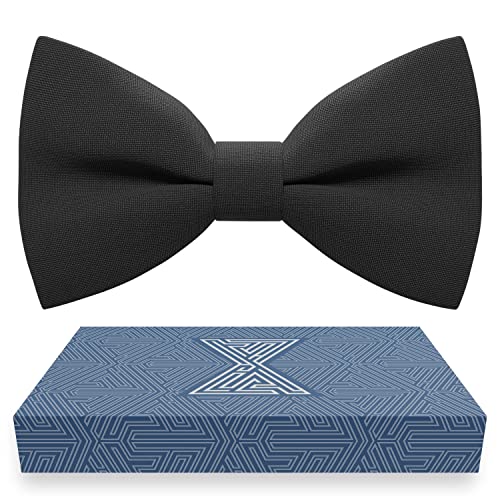 Bow Tie House Black Bow Tie for Boys Cute Black Bow Tie - Fabric Pretied Unisex Adjustable Formal Colorful Fashion for Girls Mens Black Bow Ties in shop (Medium, Black)