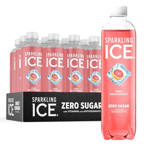 Sparkling Ice, Pink Grapefruit Sparkling Water, Zero Sugar Flavored Water, with Antioxidants and Vitamins, Zero Sugar, 17 fl oz Bottles (Pack of 12)