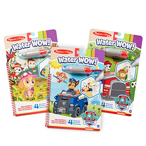 Melissa & Doug Water Wow! - Skye, Chase, Marshall Water Reveal Travel Activity Pads - PAW Patrol-Themed Reusable No-Mess for Kids (Pack of 3)