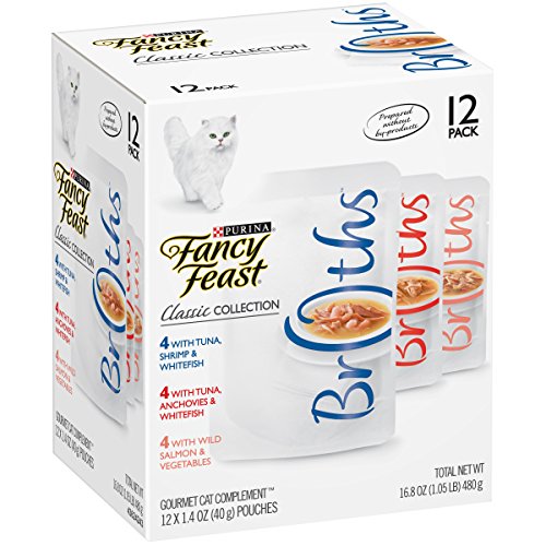 Purina Fancy Feast Lickable Wet Cat Food Broth Complement Classics Collection Variety Pack - (Pack of 12) 1.4 oz. Pouches