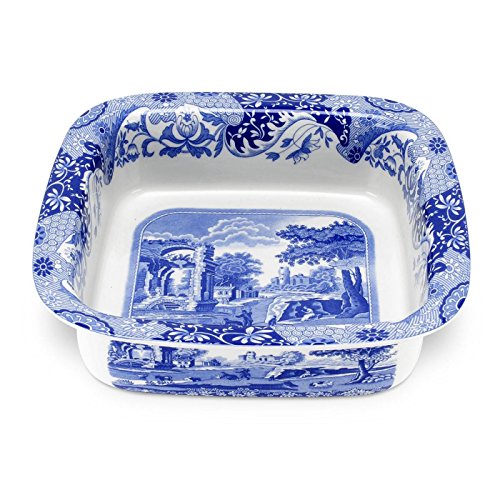 Spode Blue Italian Square Dish | 10 Inch Baking Dish for Serving Lasagna, Casserole, and Vegetables | Made from Fine Porcelain | Microwave and Dishwasher Safe
