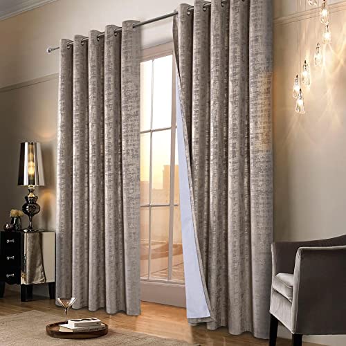 always4u 100% Blackout Soft Velvet Curtains for Bedroom Living Room Thermal Energy Saving 95 Inches Long Luxury Gold Foil Print Drapes 2 Panels Champagne