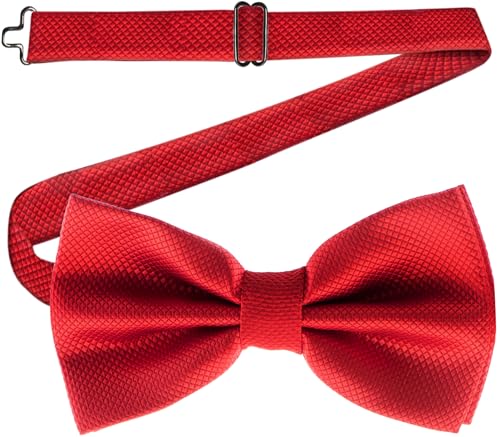 Man of Men Red Bow Tie, Red Bow Ties for Men - Pre-Tied Formal Tuxedo Bowtie - Adjustable Length - Huge Variety Colors Available (Red)