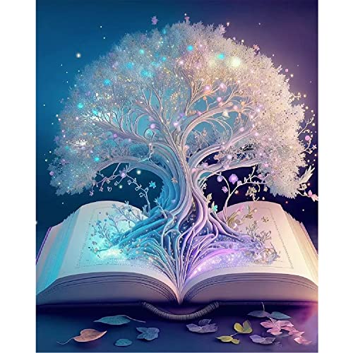 Rousp DIY 5D Diamond Painting Kits for Adults Diamond Art White Tree of Life Diamond Painting Full Drill Beginners Embroidery Craft Kits for Home Wall Decor Gifts, 15.7x19.7inch