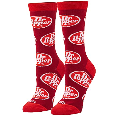 Cool Socks Dr Pepper Retro Fun Print Novelty Crew Socks for Women