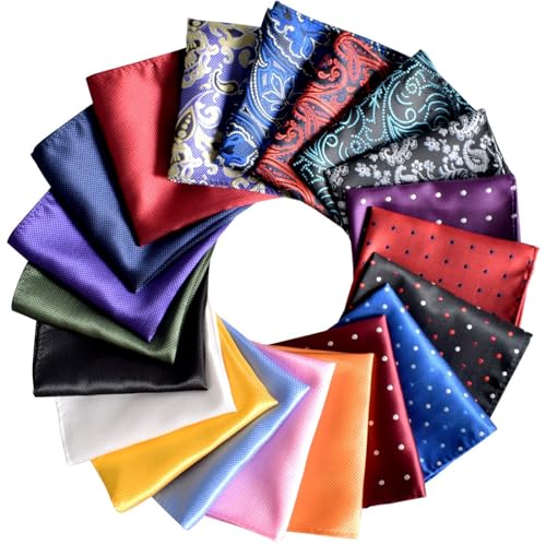 Jeatonge Pocket Squares for Men 20 Pack Mens Pocket Squares handkerchiefs Set Assorted Colors with Box