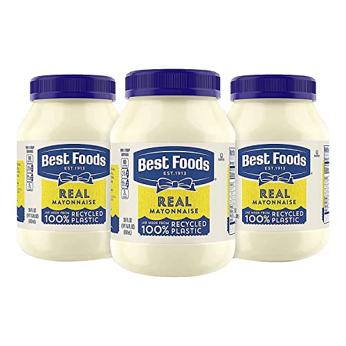 Best Foods Mayonnaise For a Creamy Condiment for Sandwiches and Simple Meals Real Mayo Gluten Free, Made With 100% Cage-Free Eggs 30 Fl Oz (Pack of 3)