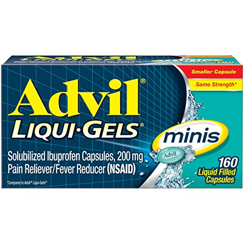 Advil Liqui-Gels Minis Pain Reliever and Fever Reducer, Pain Medicine for Adults with Ibuprofen 200mg for Pain Relief - 160 Liquid Filled Capsules