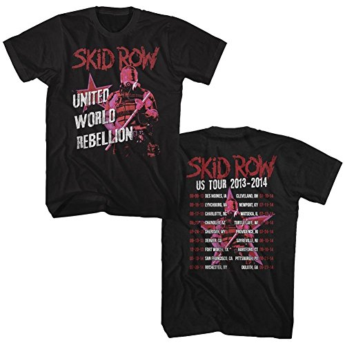 Skid Row T-Shirt United World Rebellion Front and Back Black Tee, XL