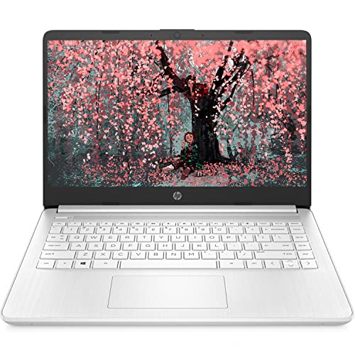 HP Premium 14-inch HD Thin and Light Laptop, Intel Dual-Core Processor, 8GB RAM, 64GB Storage, Long Battery Life, Webcam, Bluetooth, HDMI, Wi-Fi, Snow White, Windows 11 + 1 Year Microsoft 365