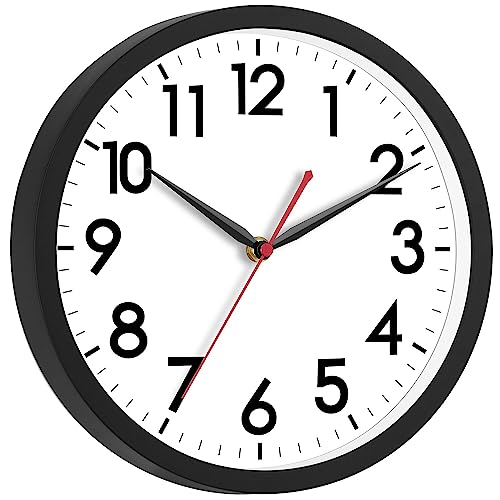 AKCISOT 12 Inch Wall Clock Silent Non-Ticking Modern Wall Clocks Battery Operated - Analog Classic Clock for Office, Home, Bathroom, Kitchen, Bedroom, School, Living Room(Black)