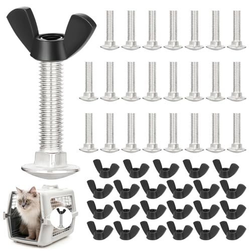 23 Set M6 Pet Carrier Fasteners, Kennel Replacement Bolts and Butterfly Nuts Dog Kennel Hardware Replacement Set for Pet Carrier Kennel