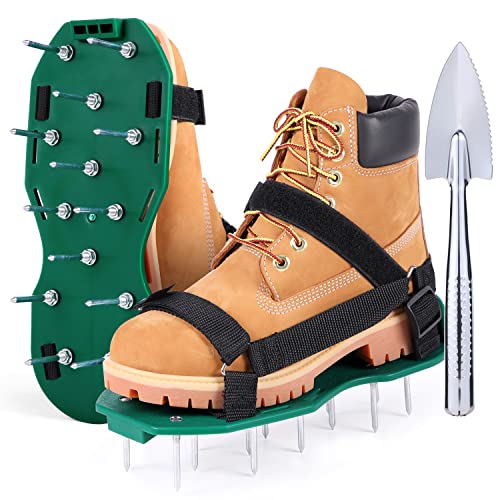 Ohuhu Lawn Aerator Shoes with Hook & Loop Straps, All New Unique Design Free-Installation Heavy Duty Spiked Aerating Sandals, One-Size-Fits-All & Easy to Use for Yard Patio Lawn Garden