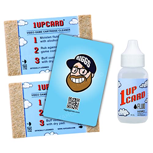 1UPcard Video Game Cartridge Cleaning Kit | 3 Pack with Fluid | John Riggs - Edition
