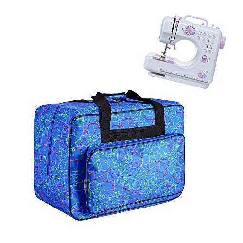 JanTeelGO Sewing Machine Carrying Case Tote Bag, Nylon Carry Bag, Padded Storage Cover Carrying Case with Pockets and Handles, Suitable for Most Standard Singer, Brother, Janome (Blue)