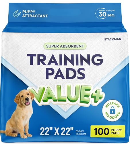 Puppy Pads Pet Pee Pads for Dogs & Puppy Training [100-COUNT] Potty Pads for Dogs 22' x 22' Leak-Proof Dog Pee Pads - Quick-Dry Surface - Heavy Duty Absorbent Disposable Dog Wee Pad Bulk Pack