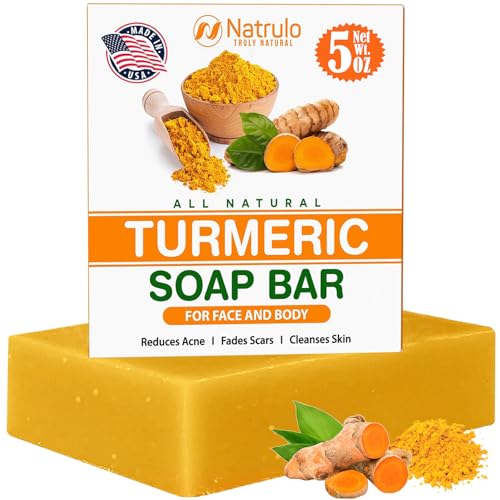 Natural Turmeric Soap Bar for Face & Body – Turmeric Skin Brightening Soap for Dark Spots, Intimate Areas, Underarms – Turmeric Face Wash Reduces Acne, Fades Scars & Cleanses Skin – 5oz Turmeric Bar
