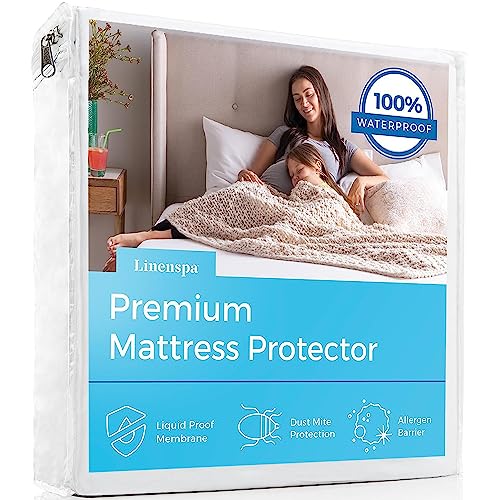 Linenspa Waterproof Smooth Top Premium Full Mattress Protector, Breathable & Hypoallergenic Full Mattress Covers - Packaging May Vary,White, Full size