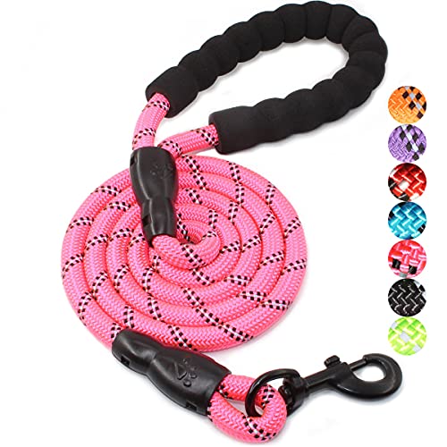 BAAPET 2/4/5/6 FT Dog Leash with Comfortable Padded Handle and Highly Reflective Threads for Small Medium and Large Dogs (5FT-1/2'', Pink)