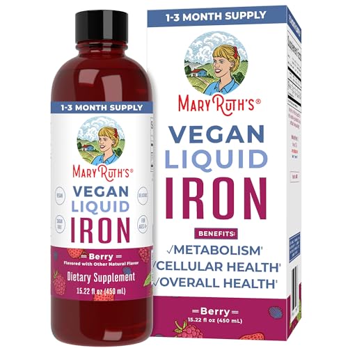MaryRuth Organics Liquid Iron Supplement for Women Men & Kids, Iron for Healthy Blood & Oxygen, Immune Support, Sugar Free, Vegan, Non-GMO, Gluten Free, 15.22 Fl Oz