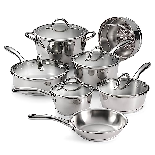Tramontina 80154/522 Gourmet Stainless Steel Tri-Ply Base Cookware Set, 12 Piece, Made in Brazil