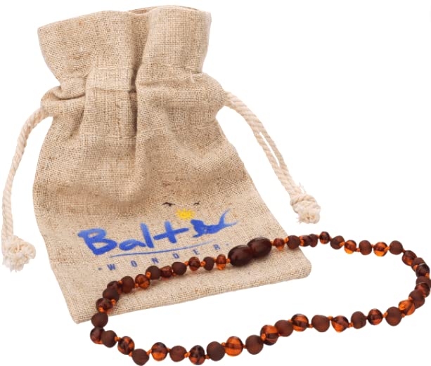 Raw/Polished Baltic Amber Necklace Gift Set (Cognac) - (12.9 Inches) - Certified as 100% Authentic