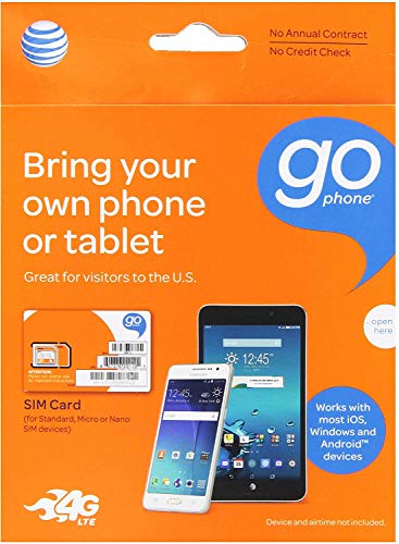 AT&T 3-in-1, Triple Cut Universal SIM Card Starter Kit for GoPhone Devices (No Annual Contract) packaging may vary