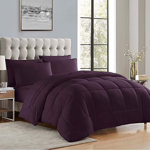 Sweet Home Collection Down Alternative Comforter All Season Warmth Luxurious Plush Loft Microfiber Fill Duvet Insert Bedding, King, Purple
