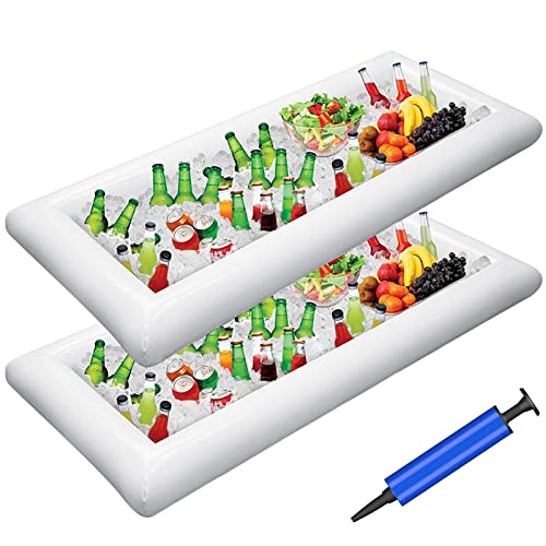 Jasonwell Inflatable Serving Bars Ice Buffet Salad Serving Trays Food Drink Holder Cooler Containers Indoor Outdoor BBQ Picnic Pool Party Supplies Luau Cooler w Drain Plug