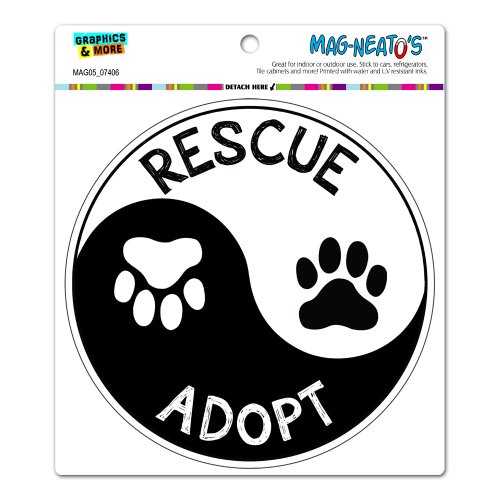 Rescue Adopt Yin Yang - Paw Prints Animals Dogs Cats Circle Automotive Car Refrigerator Locker Vinyl Magnet