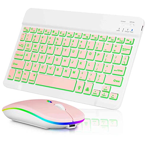 UX030 Lightweight Keyboard and Mouse with Background RGB Light, Multi Device Slim Rechargeable Keyboard Bluetooth 5.1 and 2.4GHz Stable Connection Keyboard Compatible with Acer Swift Laptop