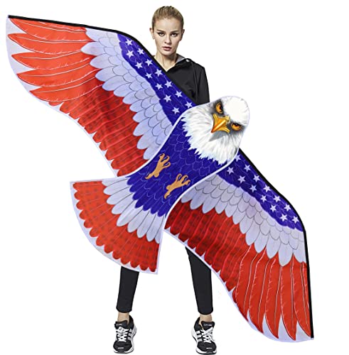 Honbo Huge Patriotic Eagle Kites for Adults and Kids,Easy to Fly for Beach Trip, Outdoor Activities-Wingspan 73”-200ft Line with Swivel-Bonus Durable Polyester Bag