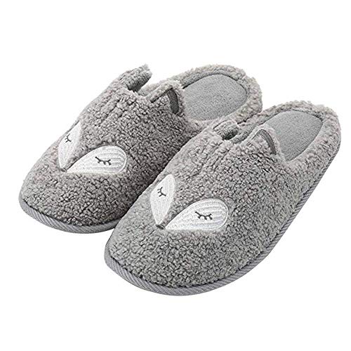 Tuiyata Cute Animal Slippers for Women Mens Winter Warm Memory Foam Cotton Home Slippers Soft Plush Fleece Slip on House Slippers for Girls Indoor Outdoor Shoes