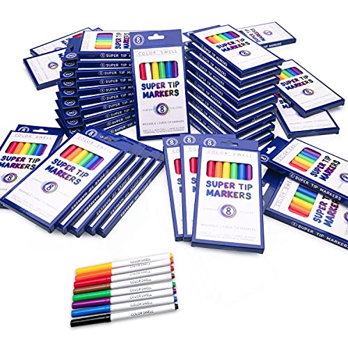 Color Swell Washable Bulk Markers Pack 36 Boxes of 8 Vibrant Colors Each (288 Total Markers) for All Ages, Parties, Classrooms, Home - Super Tip Bulk Markers