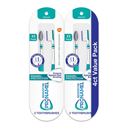 Sensodyne Pronamel Medium Toothbrush, Provides Tooth Enamel Protection and Cleans Better with Less Pressure - 4 Count