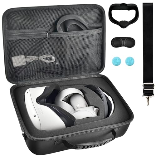 PAIYULE Carrying Case for Meta for Quest 3/ Oculus Quest 2 Advanced All-in-One Virtual Reality Headset/Touch Controllers/Elite Strap VR2 Accessories with Silicone Face Cover, Lens Protector-Black