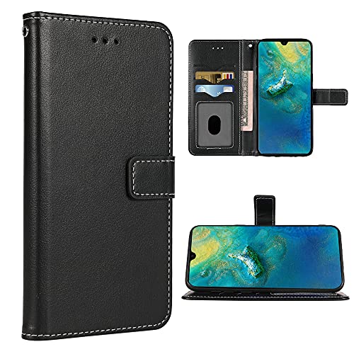 FDCWTSH Compatible with Huawei Mate 20 Wallet Case Wrist Strap Lanyard Leather Flip Cover Card Holder Stand Cell Accessories Folio Phone Cases for Huwai Hwauei Hawaii Mate20 P20 Women Men Black