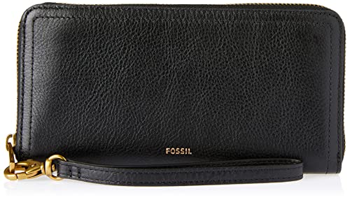 Fossil Logan Leather Zip Around, Black