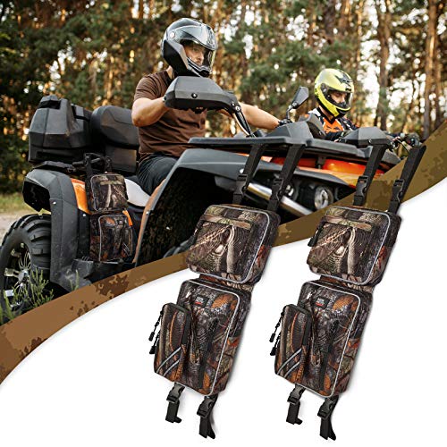 KEMIMOTO ATV Fender Bags, Detachable ATV Gear Bags Water-resistance Saddle Bags with Water Holder Compatible with Sportsman Scrambler TRX FourTrax Outlander 570 Two Camo Storage Bags for ATV