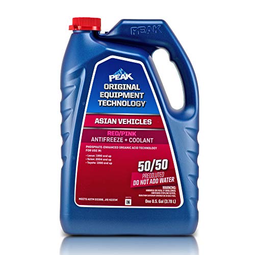PEAK OET Extended Life Red/Pink 50/50 Prediluted Antifreeze/Coolant for Asian Vehicles, 1 Gal.