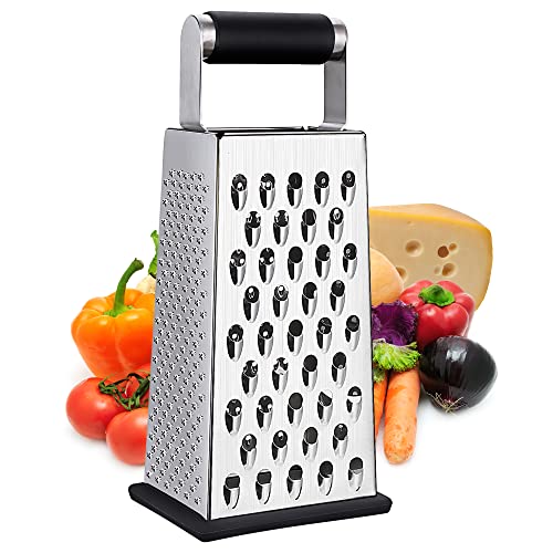 Kaishun Cheese Grater, Box Grater for Cheese Stainless steel Vegetable Slicer Food Shredder 4-sided Convenience Gadgets for kitchen