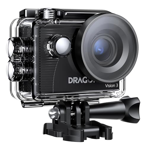 Dragon Touch Action Camera 4K 20MP 30FPS 100FT Waterproof Underwater Camera 170° Wide Angle WiFi Sports Cam with Remote 2 Batteries and Mounting Accessories Kit