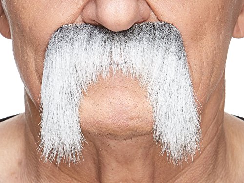 Mustaches Self Adhesive Fake Mustache, Novelty, Winnfield False Facial Hair, Costume Accessory for Adults, Gray with White Color