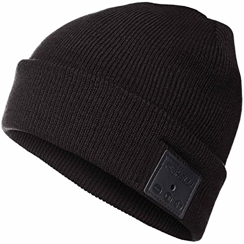 Foxelli Bluetooth Beanie – Wireless Beanie Hat with Headphones for Men & Women Black