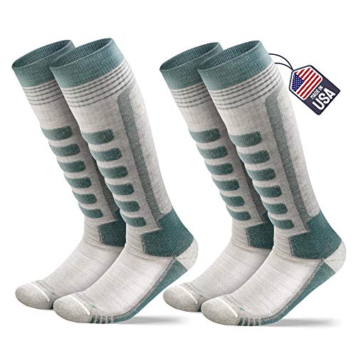 SAMSOX 2-Pair Merino Wool Ski Socks, Balsam/Oatmeal L